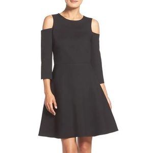 ELIZA J Cold Shoulder Ponte Fit & Flare Dress